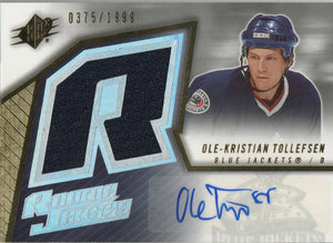 2015-16 Upper Deck SPX Hockey - Retro Rookie Fabric - Auto /1999 #227 Ole-Kristian Tollefsen - Columbus Blue Jackets