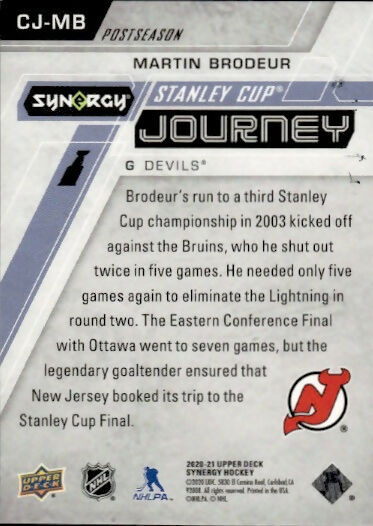 2020-21 Upper Deck Synergy Hockey - Stanley Cup Journey #CJ-MB Martin Brodeur - New Jersey Devils