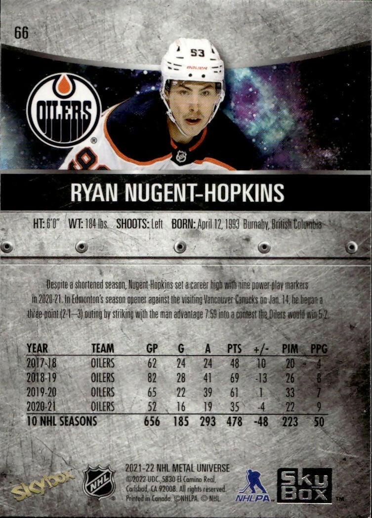 2021-22 Upper Deck Skybox Metal Universe - Base #66 Ryan Nugent-Hopkins - Edmonton Oilers