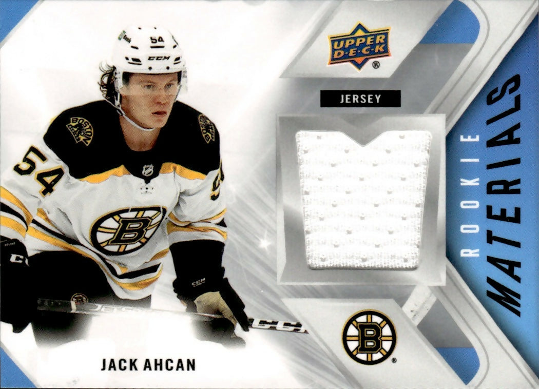 2021-22 Upper Deck Series 2 Hockey - Rookie Materials #RM-JA Jack Achan - Boston Bruins - A