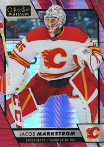 2023-24 Upper Deck O-Pee Chee Platinum Hockey - Base - Red Prizm :199 #6 Jacob Markstrom - Calgary Flames - A