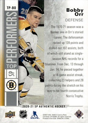 2020-21 Upper Deck Sp Authentic Hockey - Top Performers #TP-BO Bobby Orr - Boston Bruins