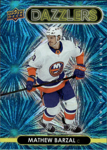 2021-22 Upper Deck Series 2 Hockey - Dazzlers - Blue #DZ-30 Mathew Barzel - New York Islanders - A