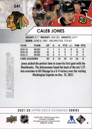 2021-22 Upper Deck Extended Series Hockey - Base #541 Caleb Jones - Chicago Blackhawks - B