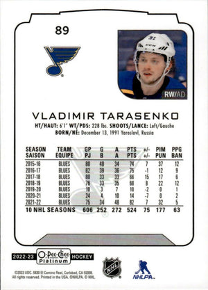 2022-23 Upper Deck O-Pee-Chee Platinum Hockey - Base #89 Vladimir Tarasenko - St. Louis Blues