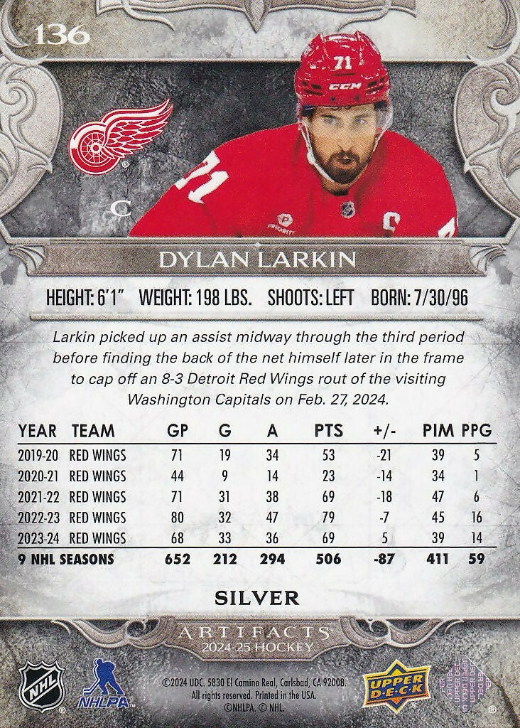 2024-25 Upper Deck Artifacts #136 Dylan Larkin Detroit Red Wings