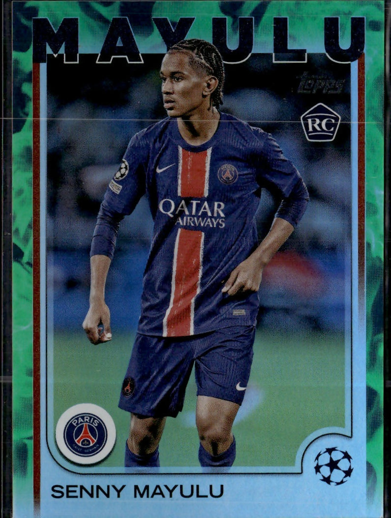 2024-25 Topps UEFA Club Competitions - Base - Green Foilboard #173 Senny Mayulu - Paris Saint-Germain - A