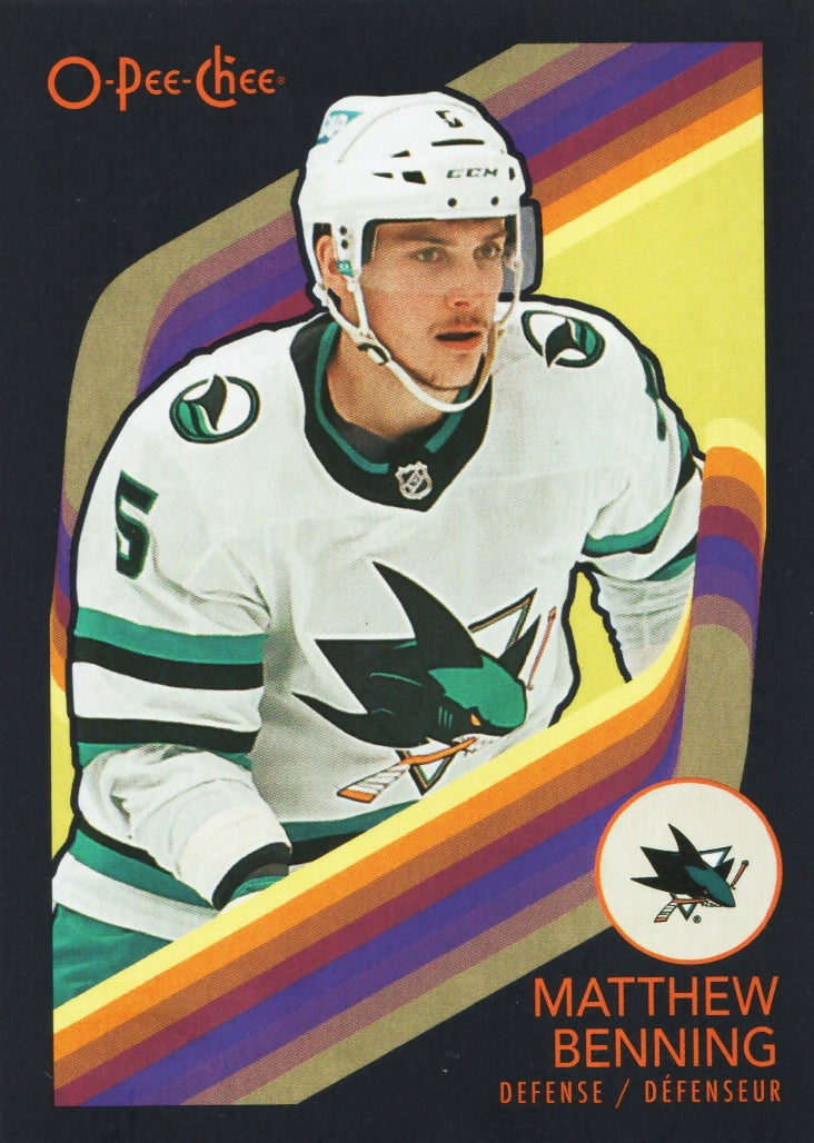 2023-24 Upper Deck O-Pee-Chee Hockey - Base - Retro - Black Boarder #398 Matthew Benning - San Jose Sharks - A