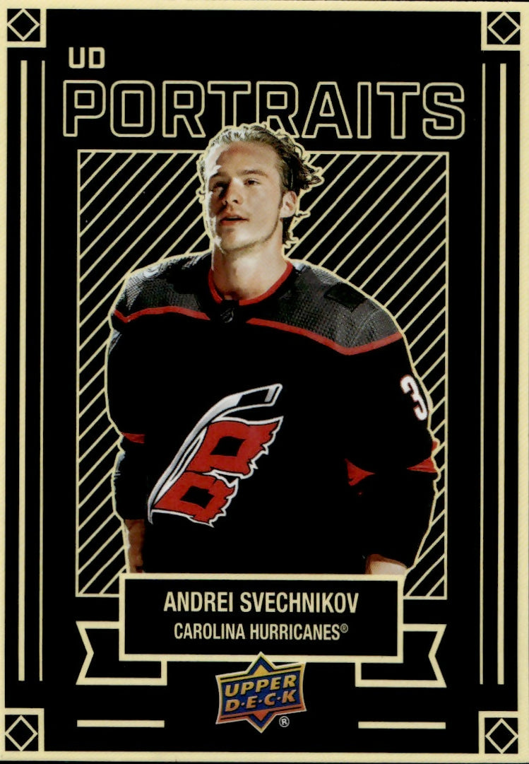 2022-23 Upper Deck Series 1 Hockey - Portraits #P-16 Andrei Svechnikov - Carolina Hurricanes - A