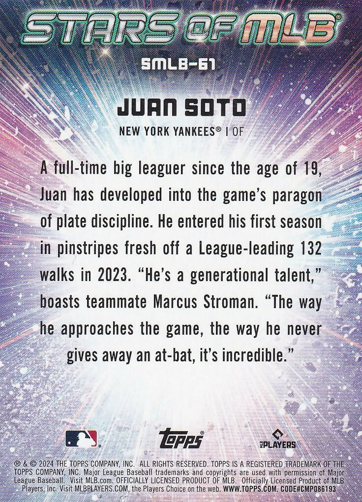 2024 Topps Update Stars of MLB #SMLB-61 Juan Soto New York Yankees