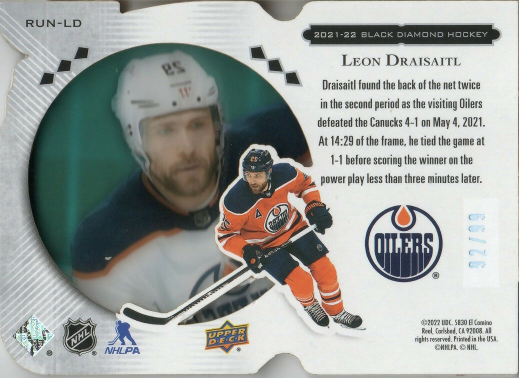 2021-22 Upper Deck Black Diamond Hockey - Run For the Cup /99 #RUN-LD Leon Draisaitl - Edmonton Oilers