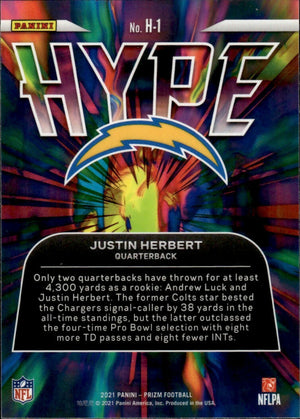 2028 Panini Prizm Football - Hype #H-1 Justin Herbert Los Angeles Chargers - B