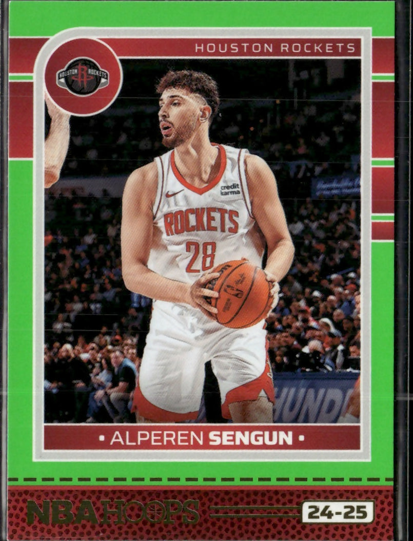2024-25 Hoops Neon Green Flood #210 Alperen Sengun Houston Rockets