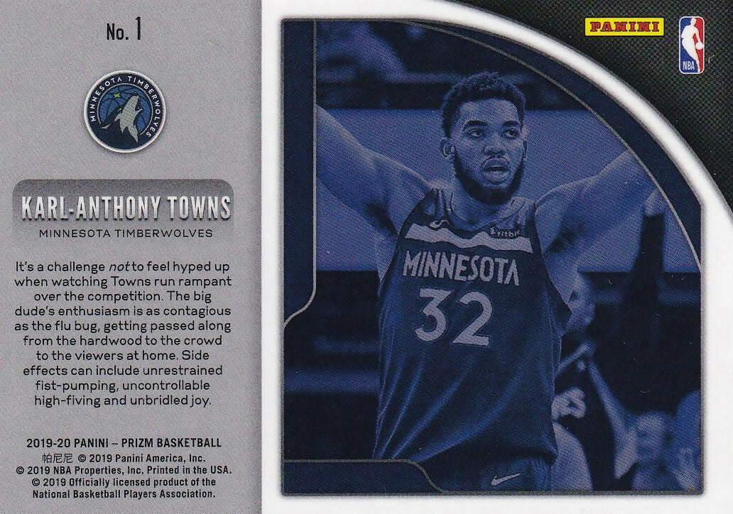 2019-20 Panini Prizm Get Hyped! #1 Karl-Anthony Towns Minnesota Timberwolves
