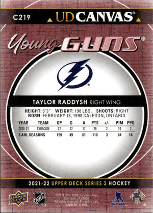 2021-22 Upper Deck Series 2 Hockey - UD Canvas - Young Guns #C219 Taylor Raddish - Tampa Bay Lightning - B