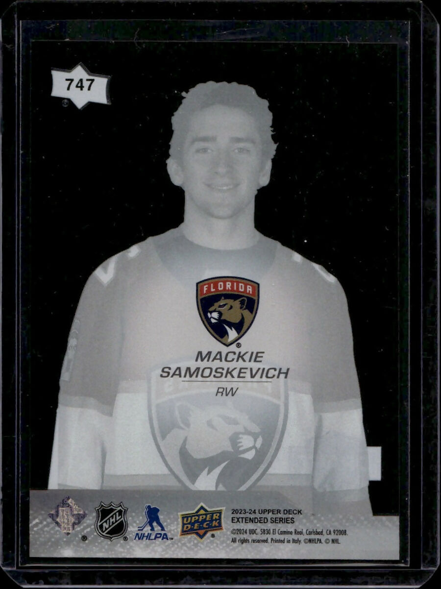 2023-24 Upper Deck Extended Series Hockey - Base - 1st Round Rookies - Clear Cut #747 Mackie Samoskevich - Florida Panthers - B