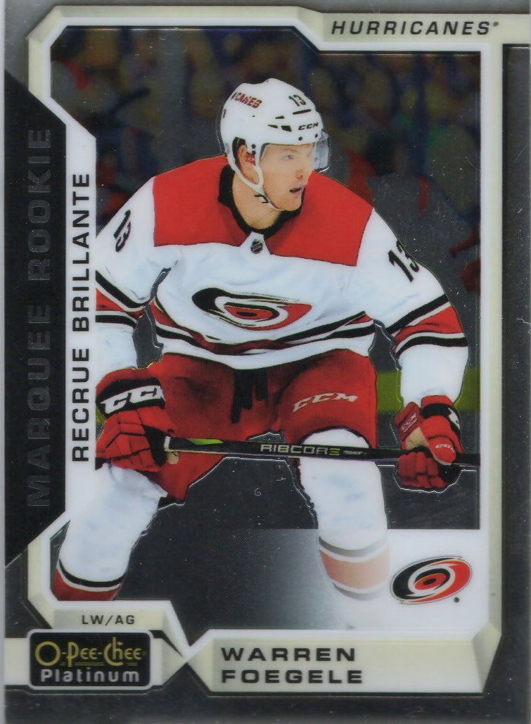 2018-19 O-Pee-Chee Platinum Hockey - Base - Marquee Rookie #168 Warren Foegele - Carolina Hurricanes