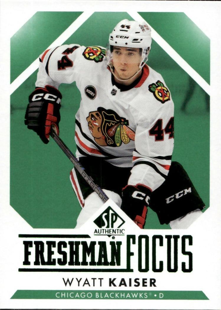 2023-24 Upper Deck SP Authentic Hockey - Freshman Focus - Green #FF-19 Wyatt Kaiser - Chicago Blackhawks - A