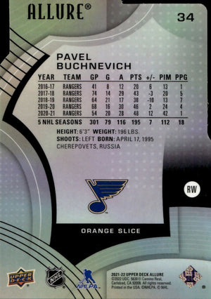 2021-22 Upper Deck Allure Hockey - Base - Orange Slice #34 Pavel Buchnevich - St. Louis Blues - B