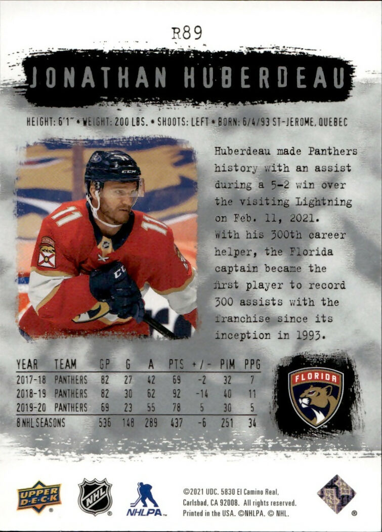 2020-21 Upper Deck Sp Authentic Hockey - 2000-01 Retro #R89 Jonathan Huberdeau - Florida Panthers - B