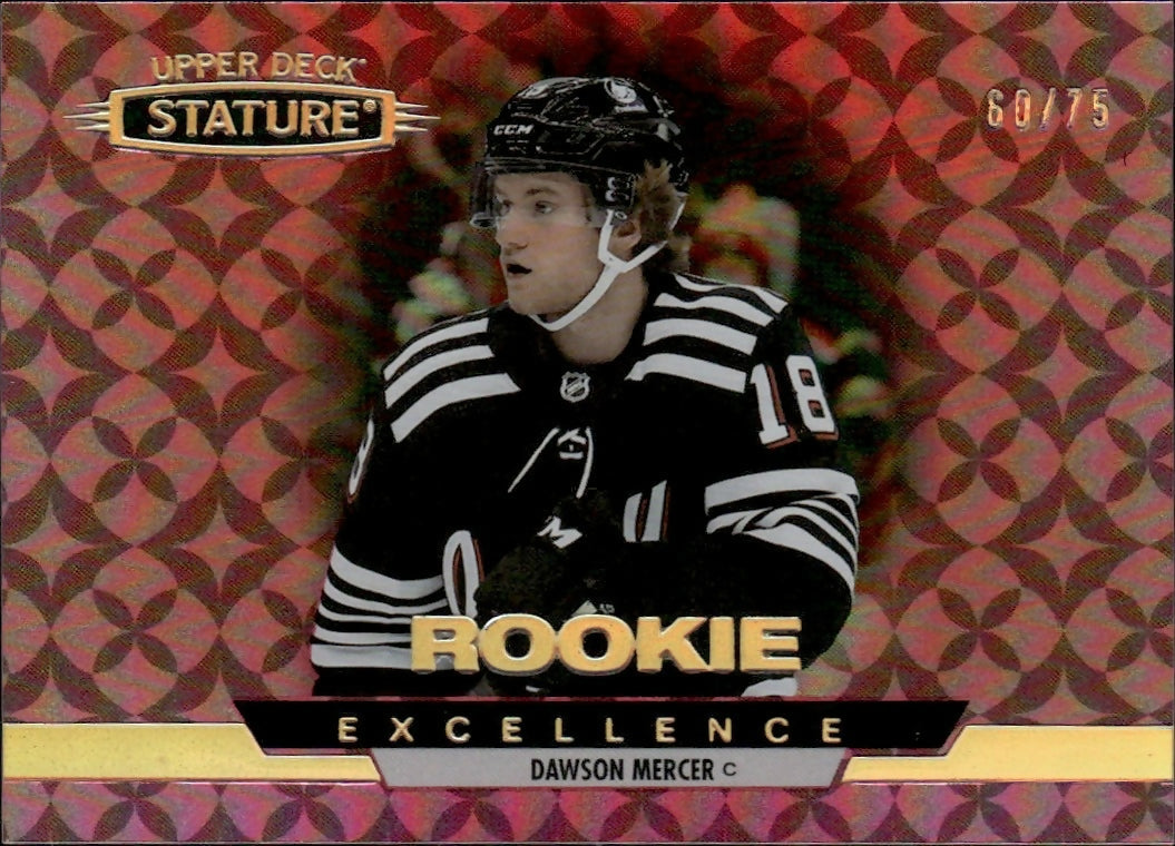 2021-22 Upper Deck Stature Hockey - Excellence - Rookie - Red :75 #RE-17 Dawson Mercer - New Jersey Devils - A