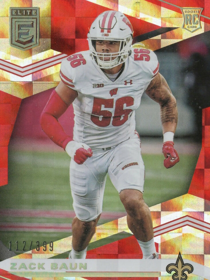 2020 Panini Donruss Elite Football - Base - Red - Rookie #196 Zack Baun - New Orleans Saints