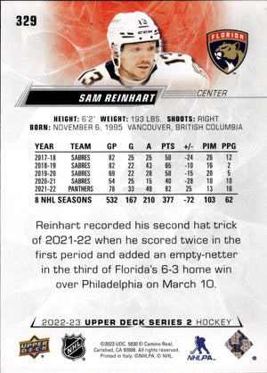 2022-23 Upper Deck Series 2 Hockey - Base #329 Sam Reinhart - Florida Panthers