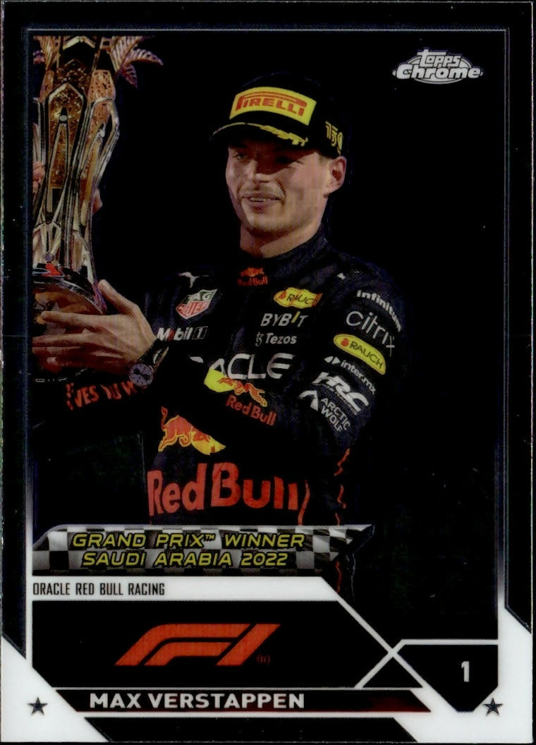 2023 Topps Chrome Formula 1 Base #145 - Grand Prix Winners Max Verstappen - Oracle Red Bull Racing - A