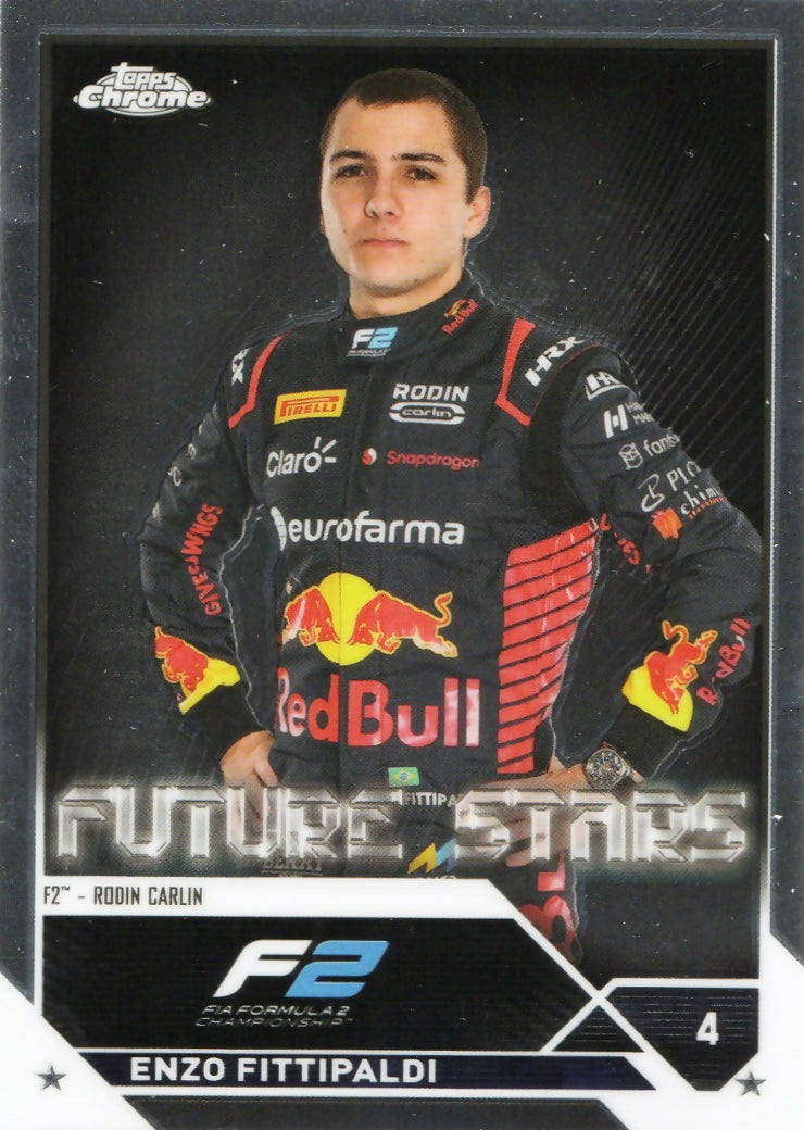 2023 Topps Chrome Formula 1 Base #75 - F2 Drivers Enzo Fittipaldi - F2 Rodin Carlin - A