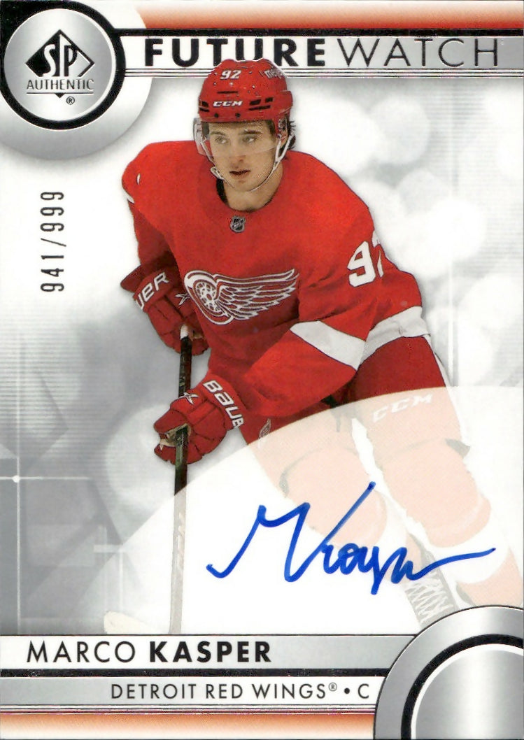 2023-24 Upper Deck SP Authentic Hockey - Base - Autographed Future Watch :999 #105 Marco Kasper - Detroit Red Wings - A