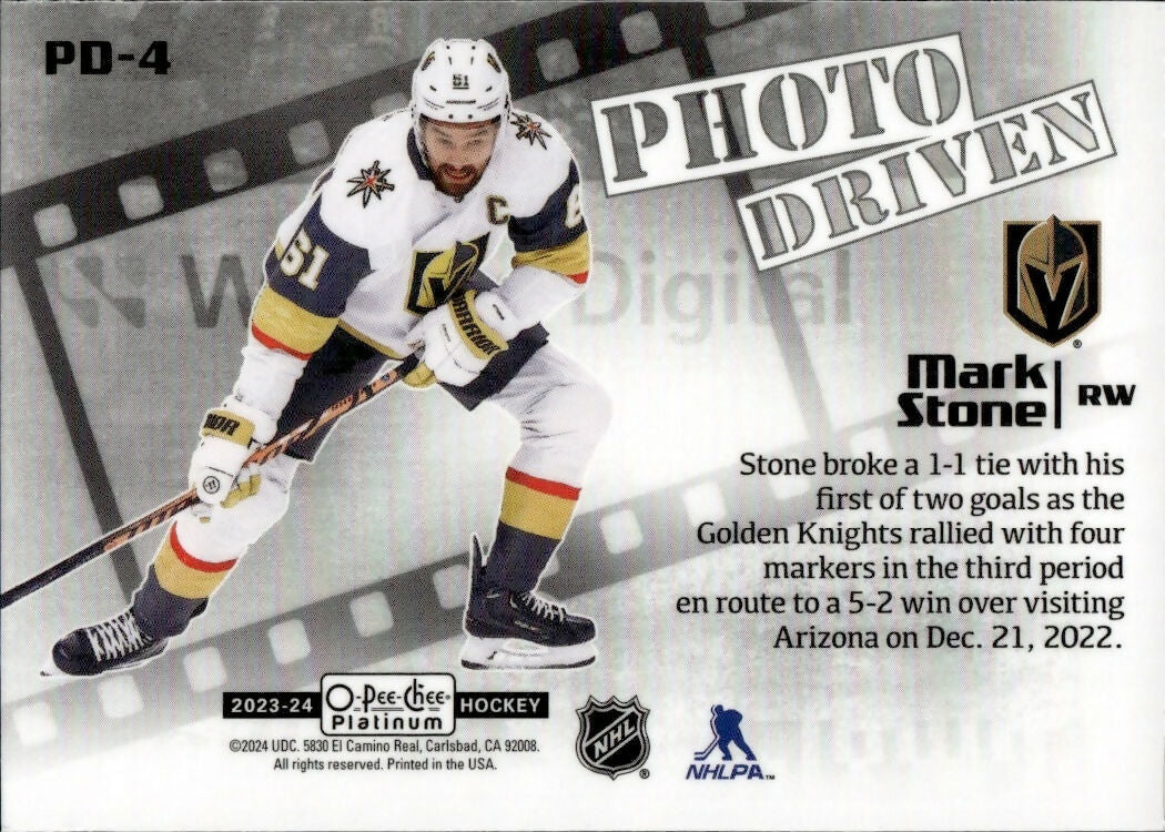 2023-24 Upper Deck O-Pee-Chee Platinum Hockey - Photo Driven #PD-4 Mark Stone - Vegas Golden Knights - B