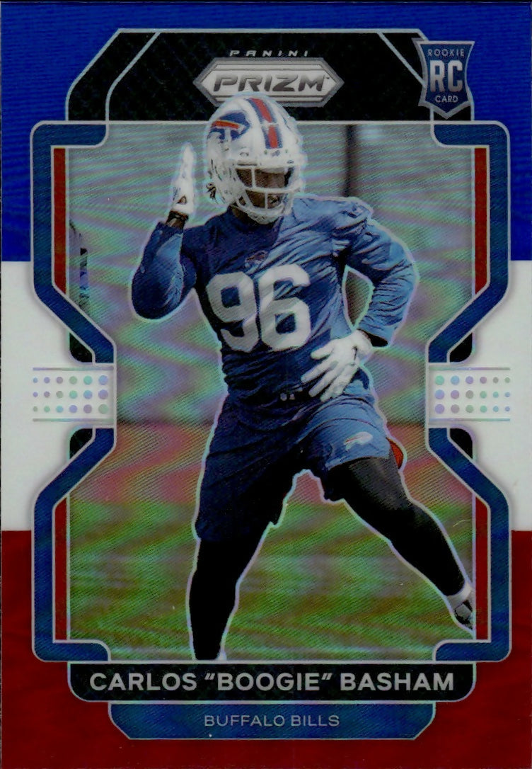 2021 Panini Prizm Football Base - Red White And Blue Prizm #436 Carlos “Boogie” Basham RC Buffalo Bills - A