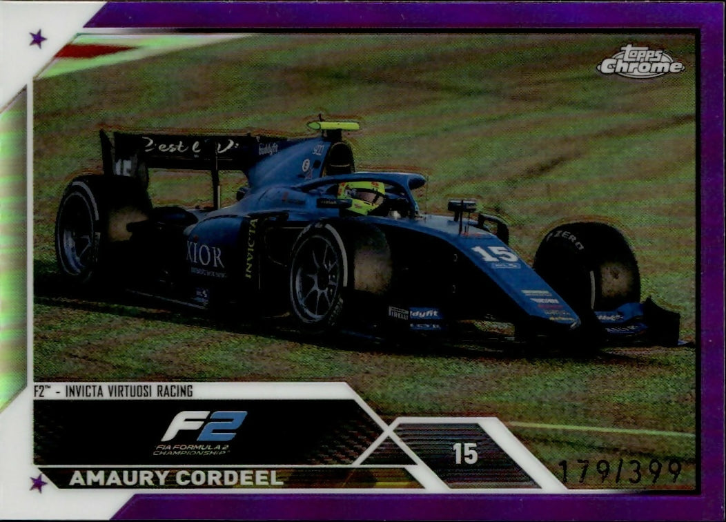 2023 Topps Chrome Formula 1 Base #125 - F2 Cars - Refractor - Purple :399 Amaury Cordeel - F2 Invicta Virtuosi Racing - A