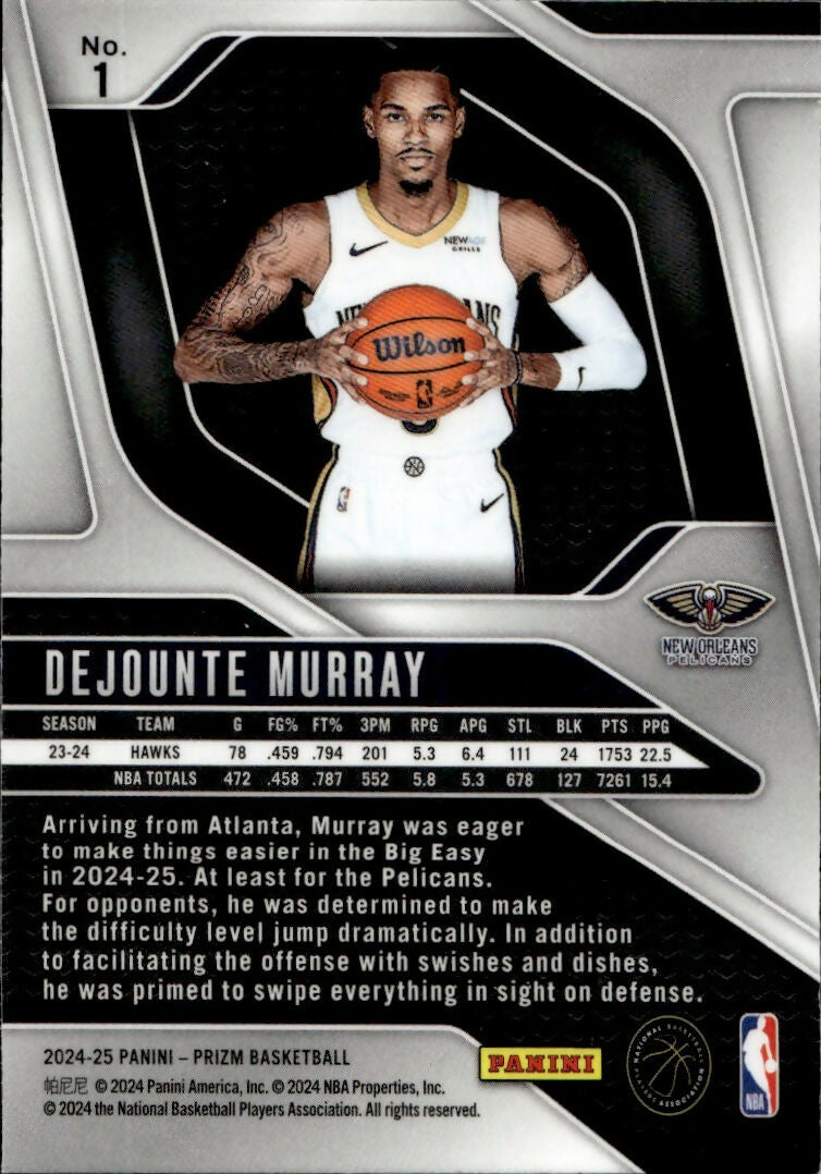2024-25 Panini Prizm Basketball - Base #1 Dejounte Murray - New Orleans Pelicans - B