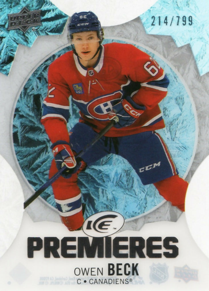 2023-24 Upper Deck Ice Hockey - Base - Ice Premiers :799 #204 Owen Beck - Montreal Canadiens - A