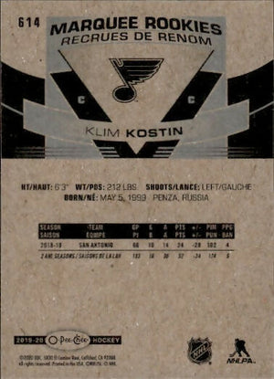 2019-20 Upper Deck O-Pee-Chee Hockey - Base - Marquee Rookies #614 Klim Kostin - St. Louis Blues