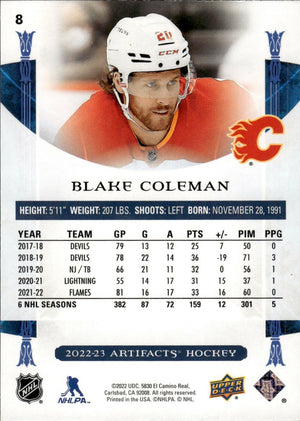 2022-23 Upper Deck Artifacts Hockey - Base #8 Blake Coleman - Calgary Flames