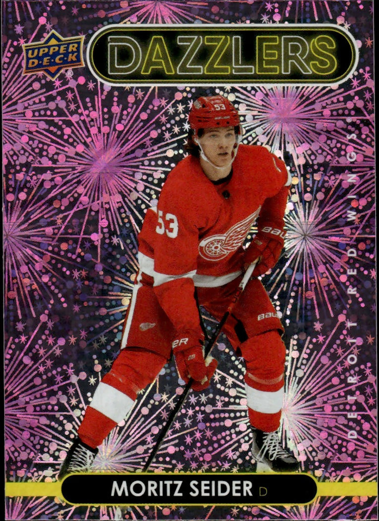 2021-22 Upper Deck Series 2 Hockey - Dazzlers - Pink #DZ-76 Moritz Seider - Detriot Red Wings - A