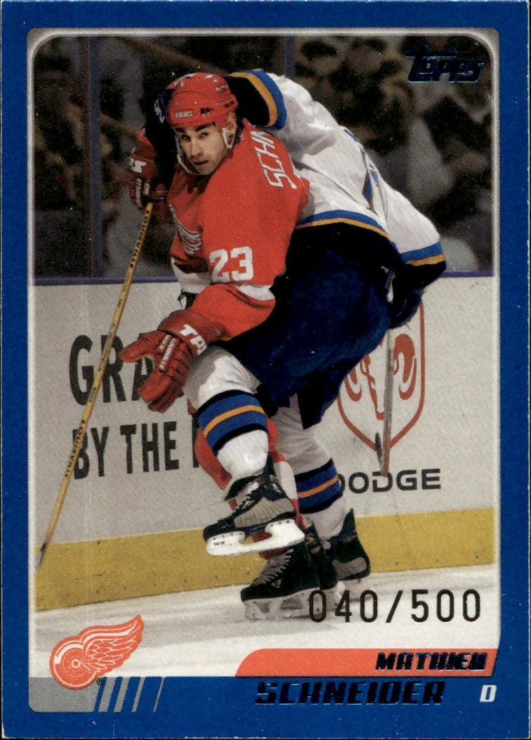2003-04 O-Pee-Chee - Base - Blue :500 #112 Mathieu Schneider - Detroit Red Wings - A