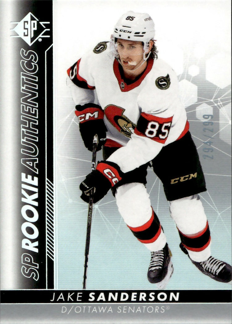 2022-23 Upper Deck SP Authentic Hockey - Base - Rookie Authentics :299 #104 Jake Sanderson - Ottawa Senators - A