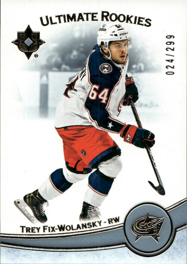 2022-23 Upper Deck Ultimate Hockey - Base - Ultimate Rookies :299 #184 Trey Fix-Wolansky - Columbus Blue Jackets - A