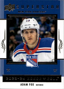 2024-25 Upper Deck Series 1 Hockey - Honor Roll - Superstars #HR-5 Adam Fox - New York Rangers - A