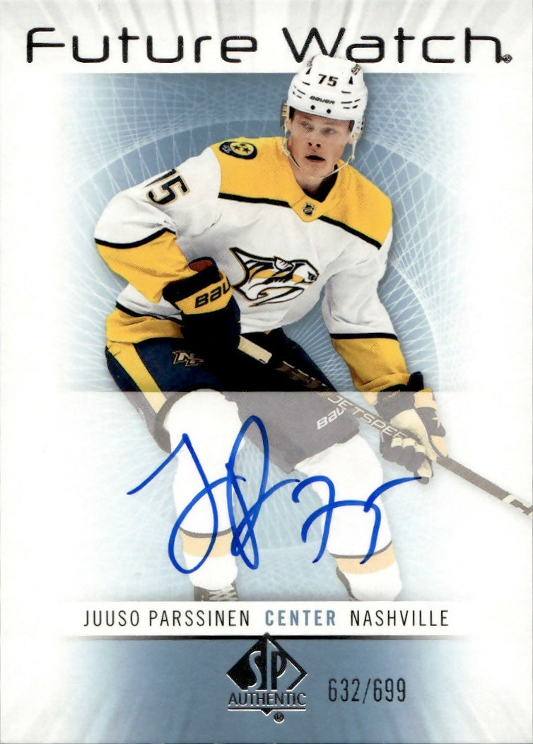 2022-23 Upper Deck SP Authentic - 2012-13 Retro Autographed Future Watch :699 #RFWA-PA Juuso Parssinen - Nashville Predators - A