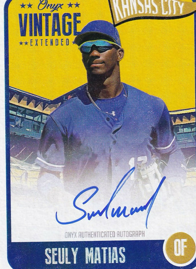 2020 Onyx Vintage Extended Autographs Blue Auto #EASM Seuly Matias Kansas City Royals