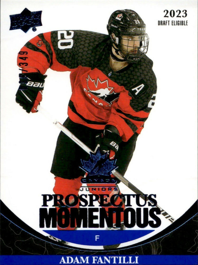 2023 Upper Deck Team Canada - Prosectus Momentous - Blue :399 #PM-16 Adam Fantilli - A