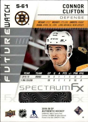 2019-20 Upper Deck SP Authentic Hockey - Base - Future Watch - Spectrum FX #S-61 Connor Clifton - Boston Bruins