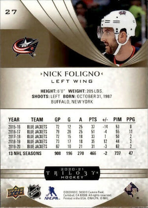 2020-21 Upper Deck Trilogy Hockey - Base #27 Nick Foligno - Columbus Blue Jackets