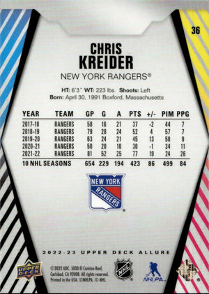 2022-23 Upper Deck Allure Hockey - Base #36 Chris Kreider - New York Rangers - B