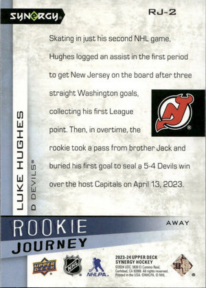 2023-24 Upper Deck Synergy Hockey - Rookie Journey :599 #RJ-2 Luke Hughes - New Jersey Devils - B