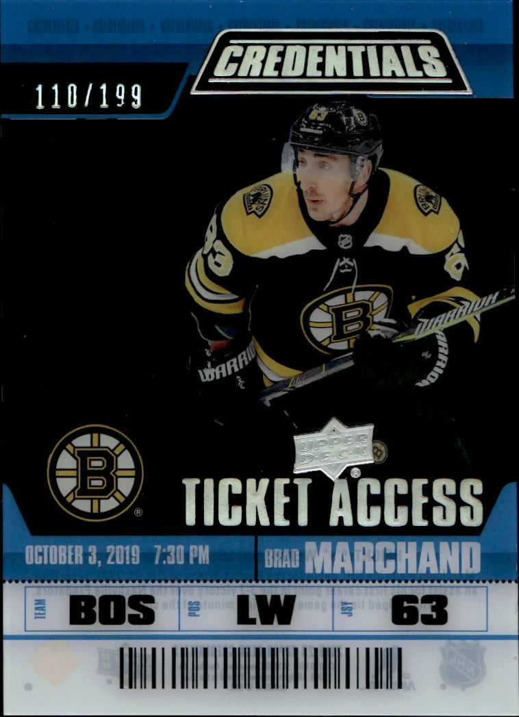 2019-20 Upper Deck Credentials Hockey - Ticket Access :199 #TA-BM Brad Marchand - Boston Bruins - A